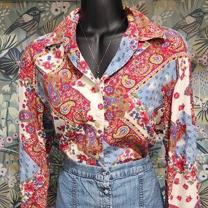 Vintage 1980s Paisley Blouse - Beautiful Bohemian Vibes FREE SHIPPING